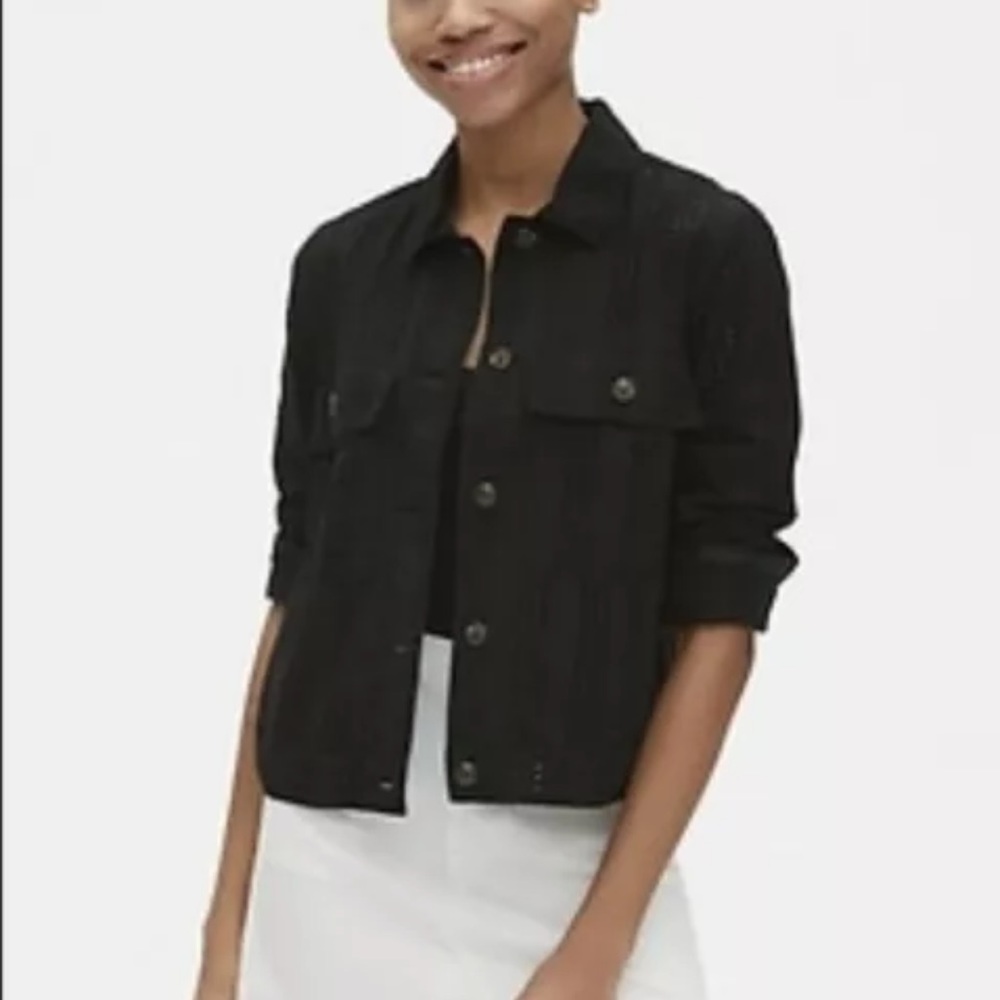 GAP Icon Eyelet Embroidered Jacket Women’s Small Black